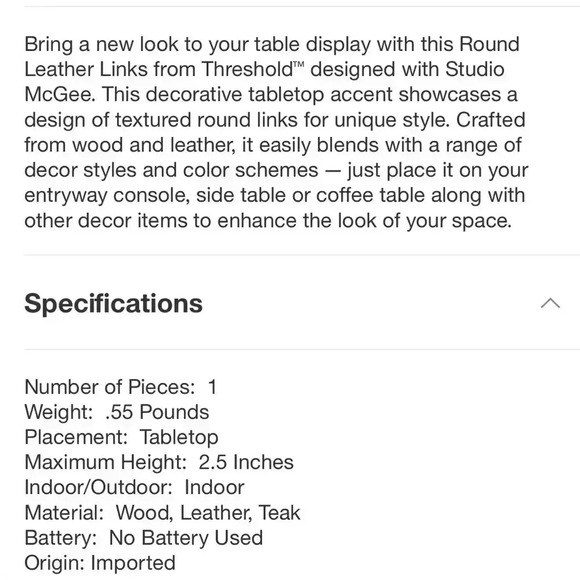 NWOT STUDIO MCGEE LEATHER LINKS - Picture 5 of 5